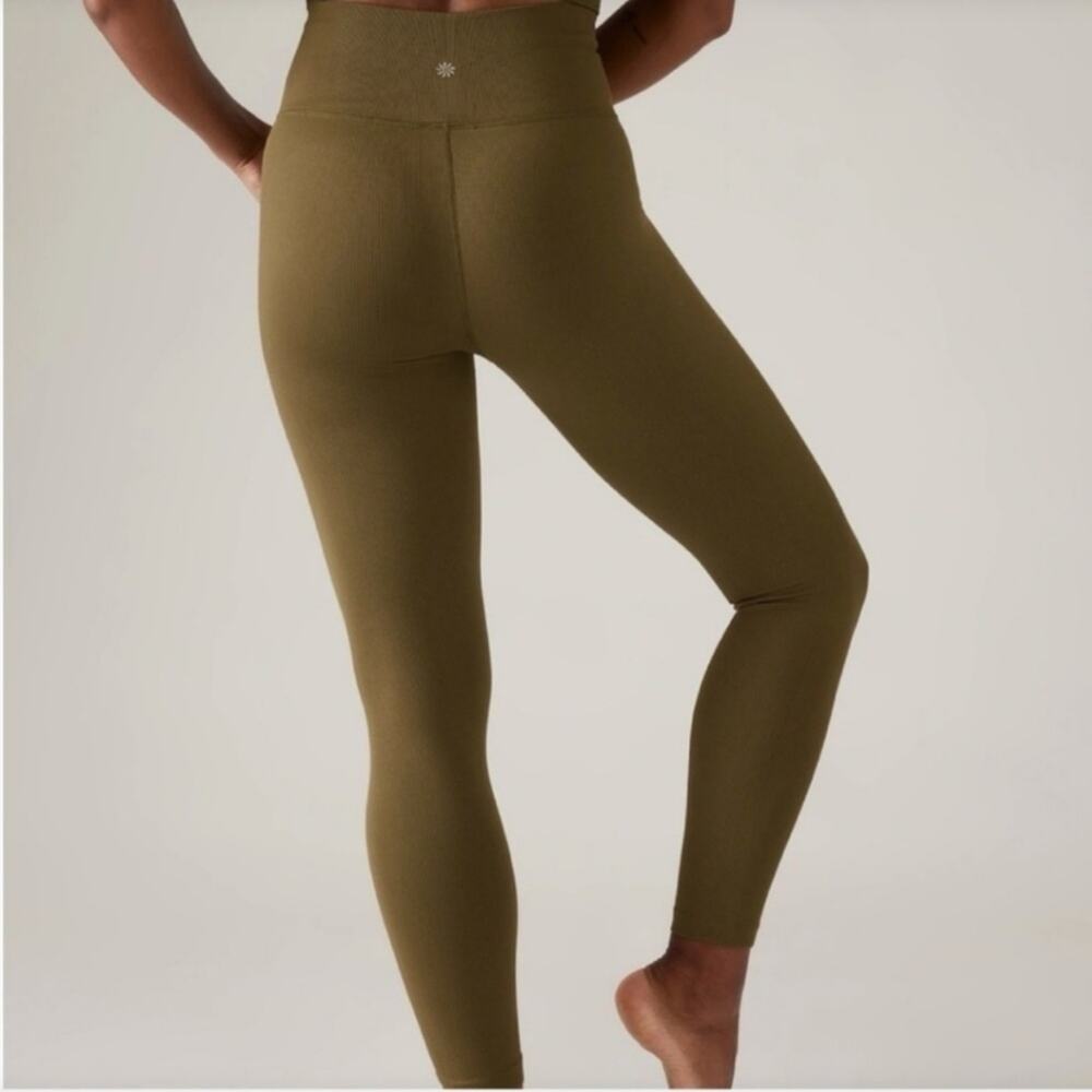 Athleta Green High-Waisted Stretch Leggings | Size S